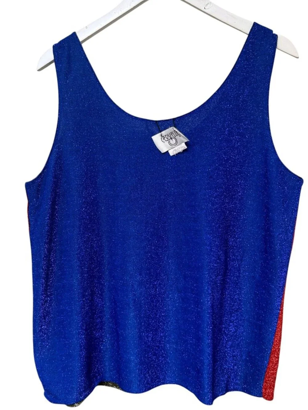 Cervelle Vintage Reversible Tank Top Large Metallic 4-Colors Harlequin Sparkle